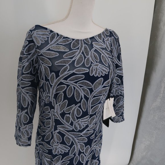 JS Collections Embroidered Elbow Sleeve Cocktail Dress 10 NWT - Picture 6 of 12